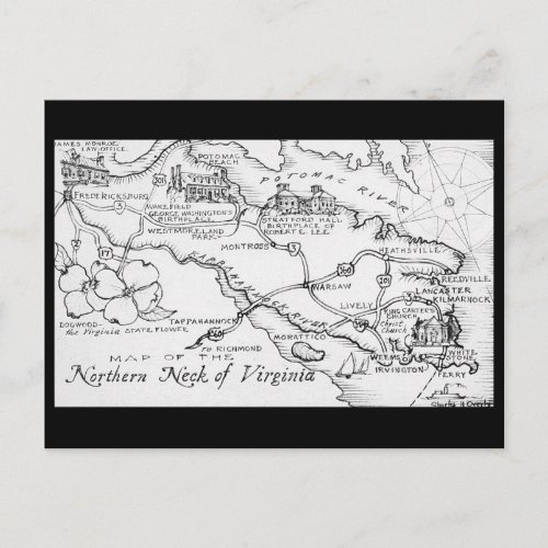 Northern Virginia Map Postcard