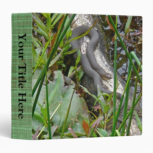 Northern Water Snake Basking on Log Multiple Items 3 Ring Binder (Front/Spine)