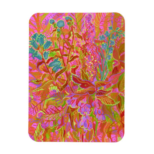 Northern Wildflowers Colorful Summer Floral Art  Magnet (Vertical)