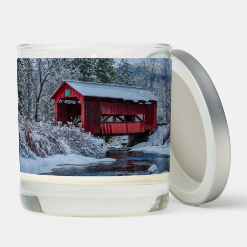 Northfield Vermont covered bridge at Christmas Scented Candle