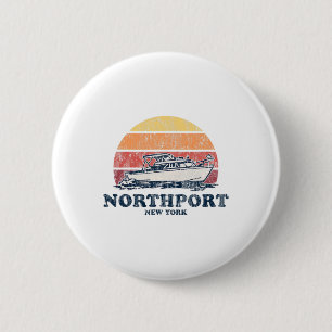 Northport Ny Vintage Boating 70s Retro Boat Design Button