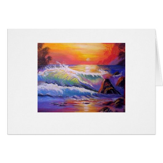 Northshore Oahu Sunset Original Painting Cards (Front Horizontal)