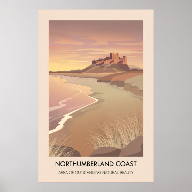 Northumberland Coast AONB Travel Poster (Front)