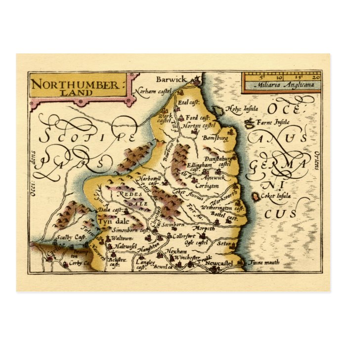 Northumberland County Map, England Postcard Zazzle