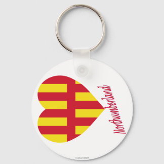 Northumberland Flag Heart with Name Keychain