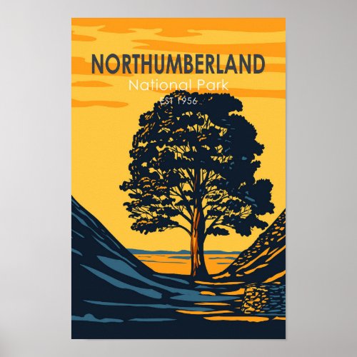 Northumberland National Park England Vintage Poster