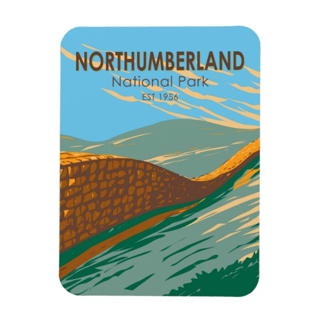 Northumberland National Park Hadrians Wall England Magnet (Vertical)