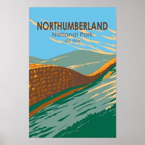 Northumberland National Park Hadrians Wall England Poster