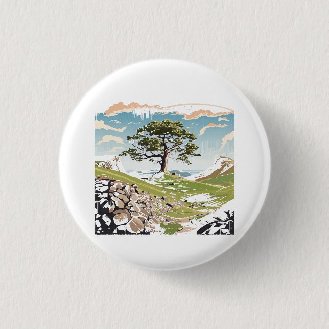 Northumberland National Park Sycamore Gap Tree Button (Front)