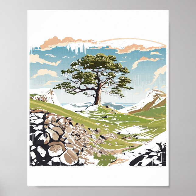 Northumberland National Park Sycamore Gap Tree Poster (Front)