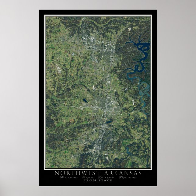 Northwest Arkansas Satellite Poster Map (Front)