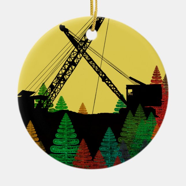 Northwest Crane and Shovel OPERATING ENGINEER art Ceramic Ornament (Front)