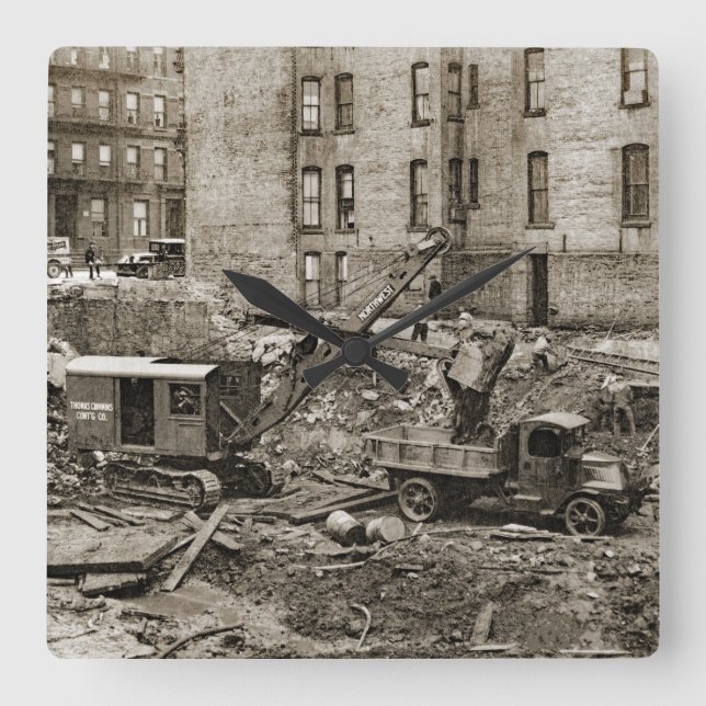 Northwest Crane and Shovel OPERATING ENGINEER Square Wall Clock (Front)