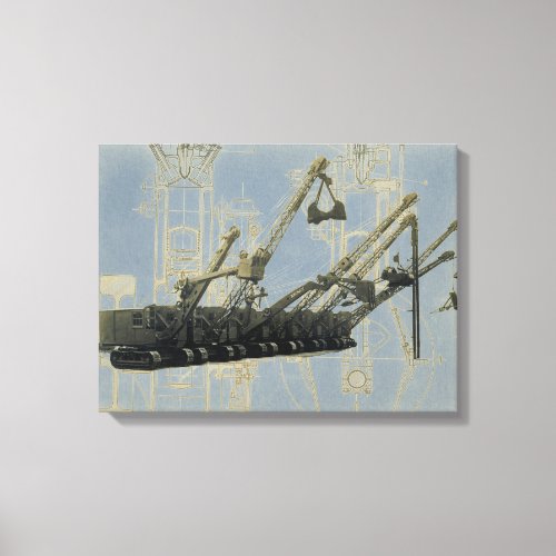 Northwest Crane and Shovel w Mechanical Drawing Canvas Print