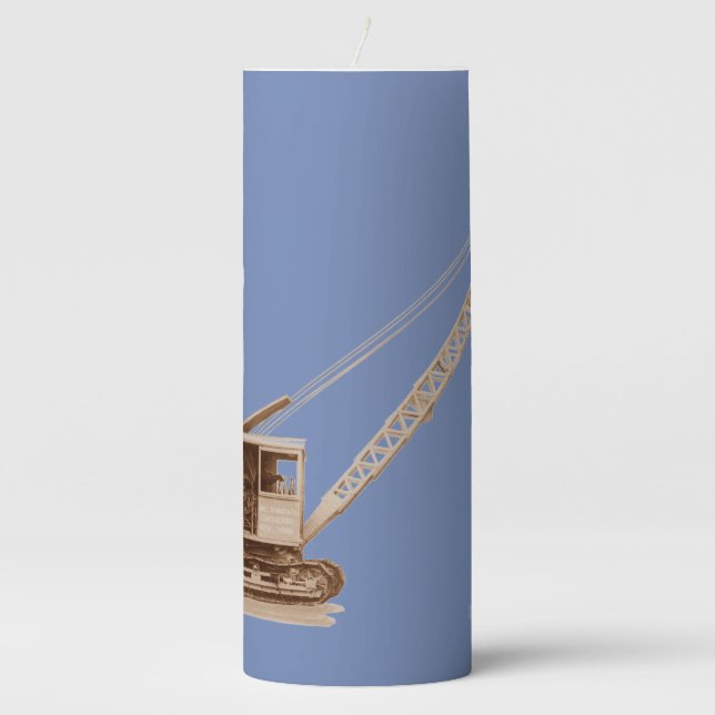 Northwest Crane Construction Equipment Tracks Pillar Candle (Front)
