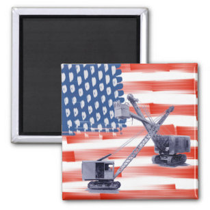 Northwest Crane Operator and Shovel American Flag Magnet