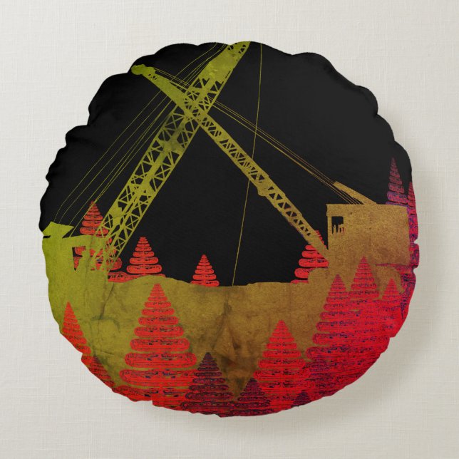 Northwest Crane operator  OPERATING ENGINEER art Round Pillow (Front)