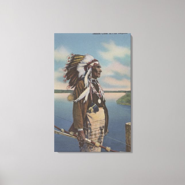 Northwest Indian Chief in Full Regalia Canvas Print (Front)