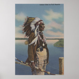 Northwest Indian Chief in Full Regalia Poster