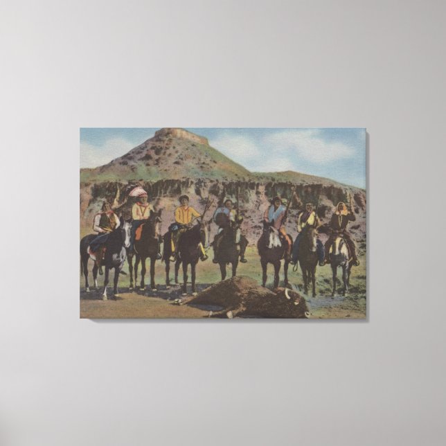 Northwest Indians - A Buffalo Hunt and Indians Canvas Print (Front)