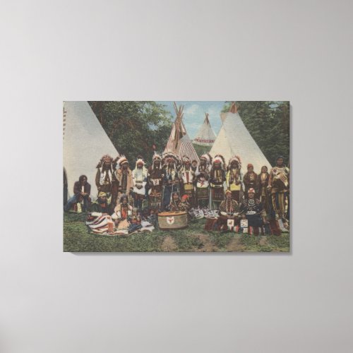 Northwest Indians at a Pow Wow before War Canvas Print