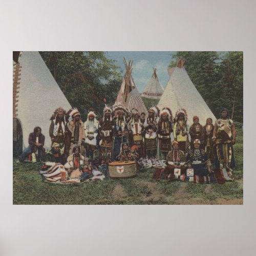 Northwest Indians at a Pow Wow before War Poster