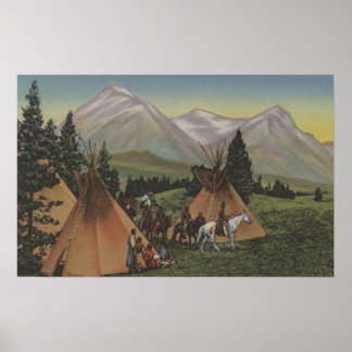 Northwest Indians Returning from Hunting Poster