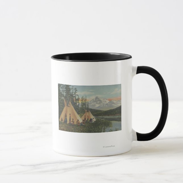 Northwest Indians - Two Teepees Near Mountain Mug (Right)