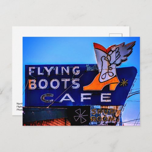 Northwest Neon The Flying Boots Cafe Tacoma WA Postcard