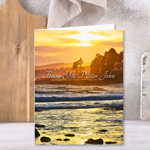 Northwest Ocean Sunrise Pastor Appreciation  Letterpress Thank You Card