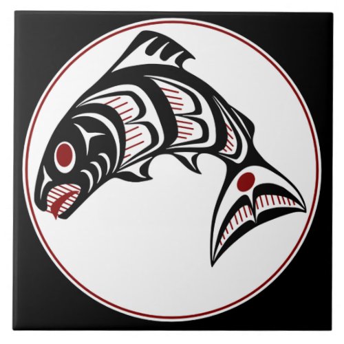 Northwest Pacific coast Haida art Salmon Ceramic Tile