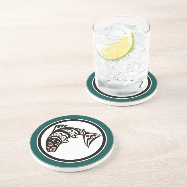 Northwest Pacific coast Haida art Salmon Drink Coaster (Side)