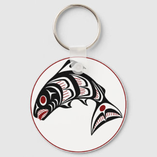 Northwest Pacific coast Haida art Salmon Keychain