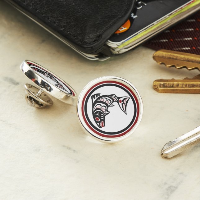 Northwest Pacific coast Haida art Salmon Pin (In Situ)