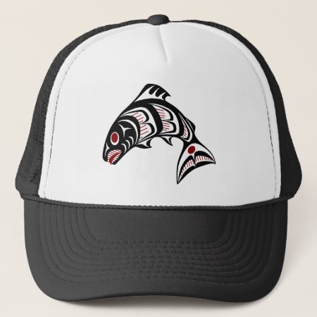 Northwest Pacific Coast Haida Art Salmon Trucker Hat