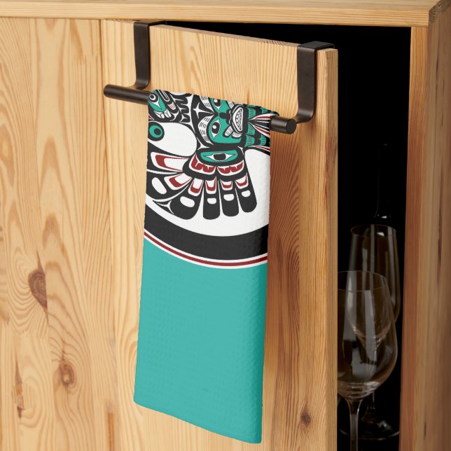 Northwest Pacific coast Haida art Thunderbird Kitchen Towel (Thirds Fold)