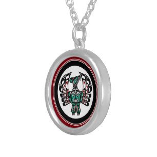 Northwest Pacific coast Haida art Thunderbird Silver Plated Necklace