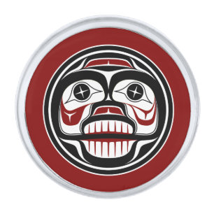 Northwest Pacific Coast Haida Native Weeping Skull Silver Finish Lapel Pin