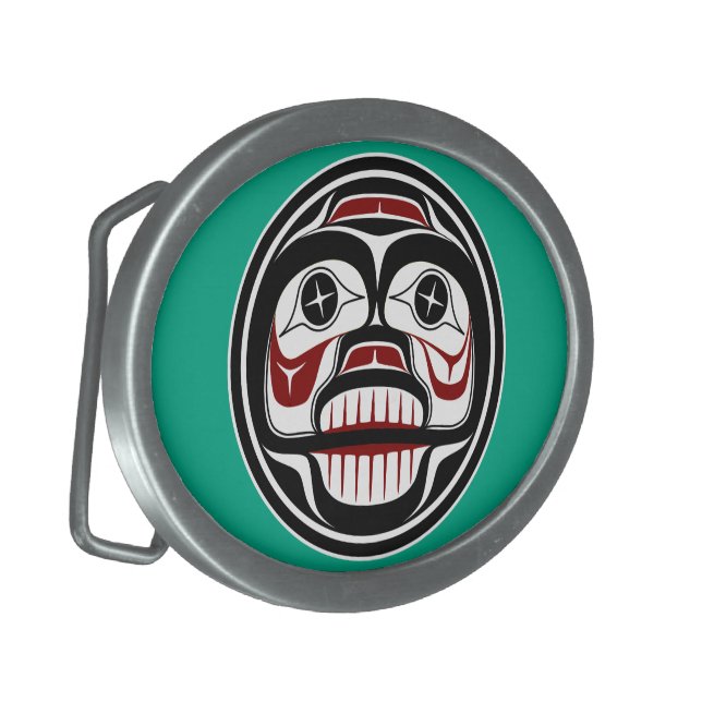 Northwest Pacific coast Haida Weeping skull Belt Buckle (Front Left)
