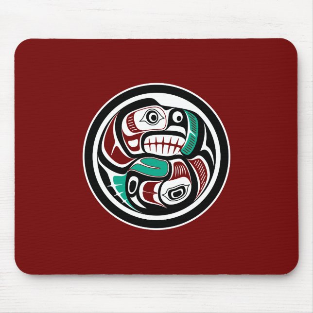 Northwest Pacific coast Otter chasing Salmon Mouse Pad (Front)