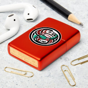 Northwest Pacific coast Otter chasing Salmon Zippo Lighter