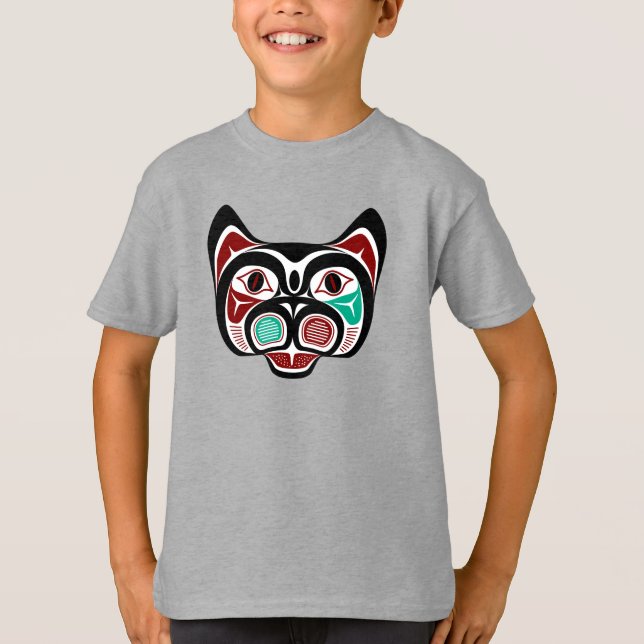 Northwest Pacific Coast Red White Haida Kitty T-Shirt (Front)