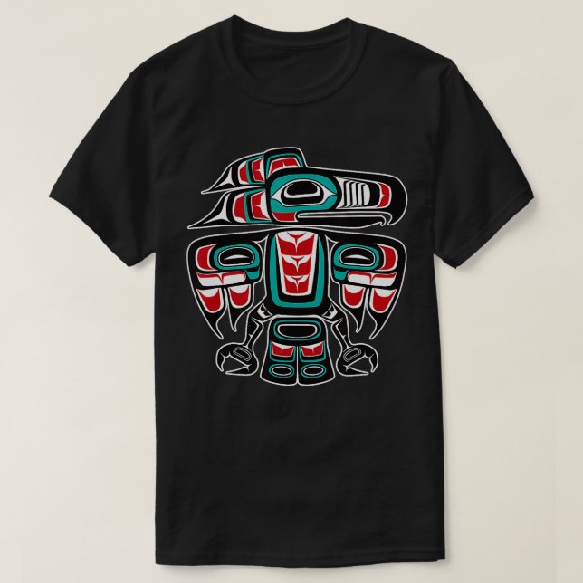 Northwest Pacific Haida Tlingit Native Raven Totem T-Shirt (Design Front)