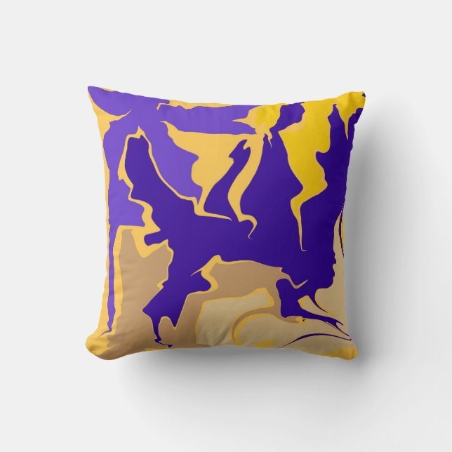 Northwest Purple, Yellow and Beige Swirls  Throw Pillow (Front)