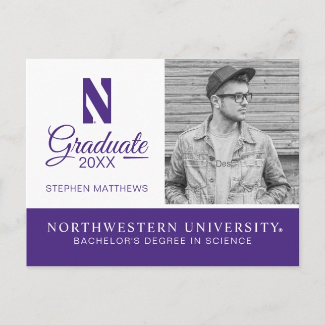 Northwestern University | N Logo Announcement Postcard (Front)