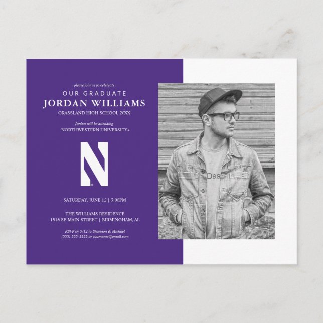 Northwestern University | N Logo Announcement Postcard (Front)