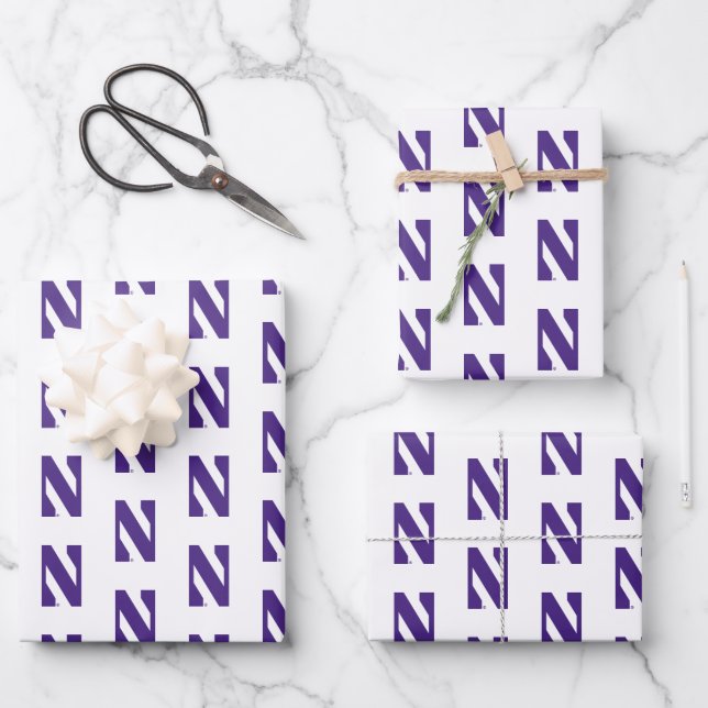 Northwestern University | N Logo Wrapping Paper Sheets (Front)