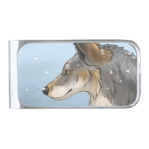 Northwestern Wolf Silver Finish Money Clip
