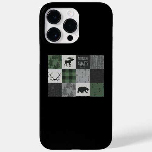 Northwoods Adventure Patchwork _ gray and green Case_Mate iPhone 14 Pro Max Case