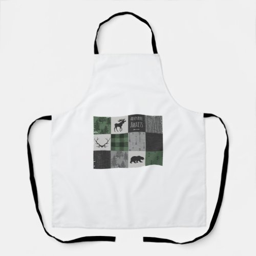 Northwoods Adventure Patchwork _ grey and green Apron